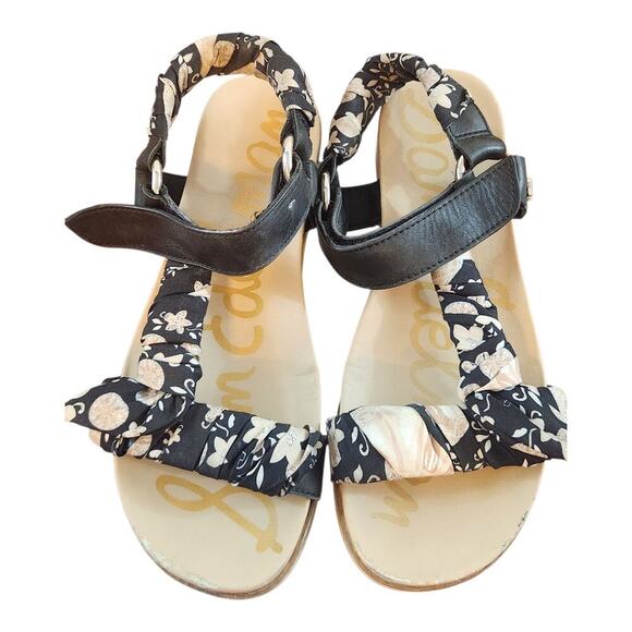 Sam Edelman Ashie Floral fabric leather slingback wedge sandal sz 7.5 shoes - Picture 12 of 15